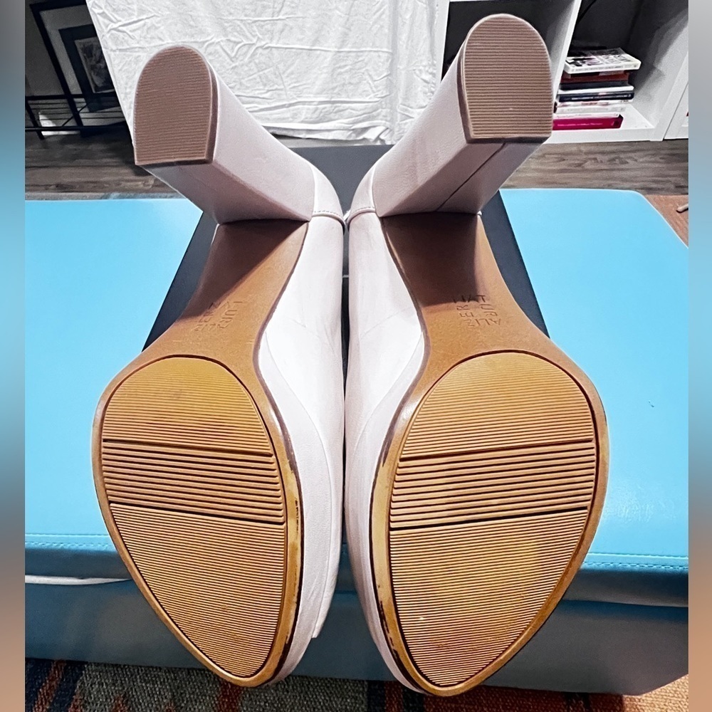 NATURALIZER Womens Nude Arch Support Amie Peep Toe Block Heel Slip On Pumps 9M‍‍ - Picture 10 of 13